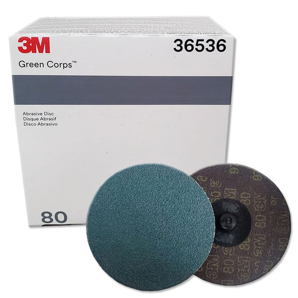 3M 36536 80 Grit Green Corps Sanding Disc 3 in