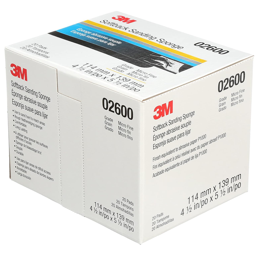 3M 02600 Microfine (P1200 equiv) Grit Softback Sanding Sponge 4.5 in x 5.5 in