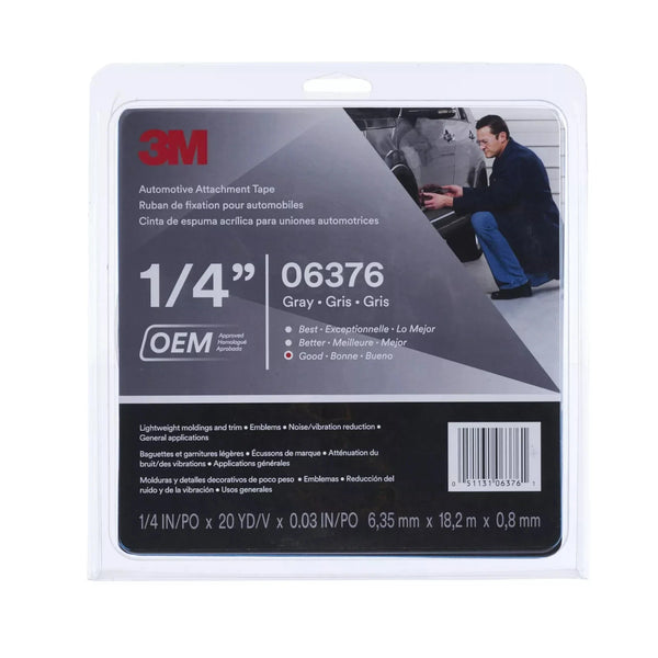 3M 06376 Automotive Attachment Tape Double-Sided Automotive Tape 1/4 in x 20 yd