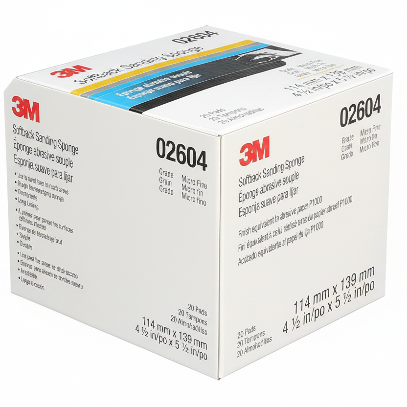 3M 02604 Fine (P400 equiv) Grit Softback Sanding Sponge 4.5 in x 5.5 in