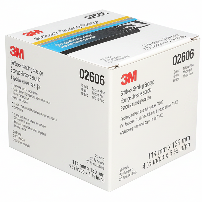 3M 02606 Medium (P220 equiv) Grit Softback Sanding Sponge 4.5 in x 5.5 in