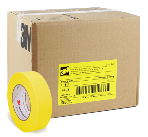 3M 06654 - 1.5" Yellow Automotive Masking Tape (Case of 24 Rolls)