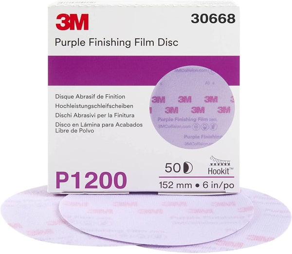 3M 30668 1200 Grit Hookit Purple Sanding Disc 6 in