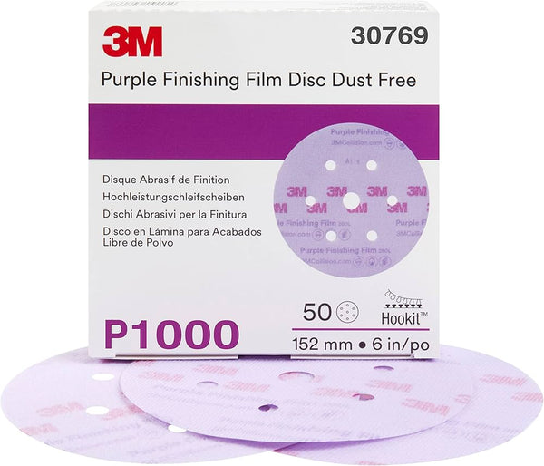 3M 30769 1000 Grit Hookit Purple Film Sanding Disc 6 in