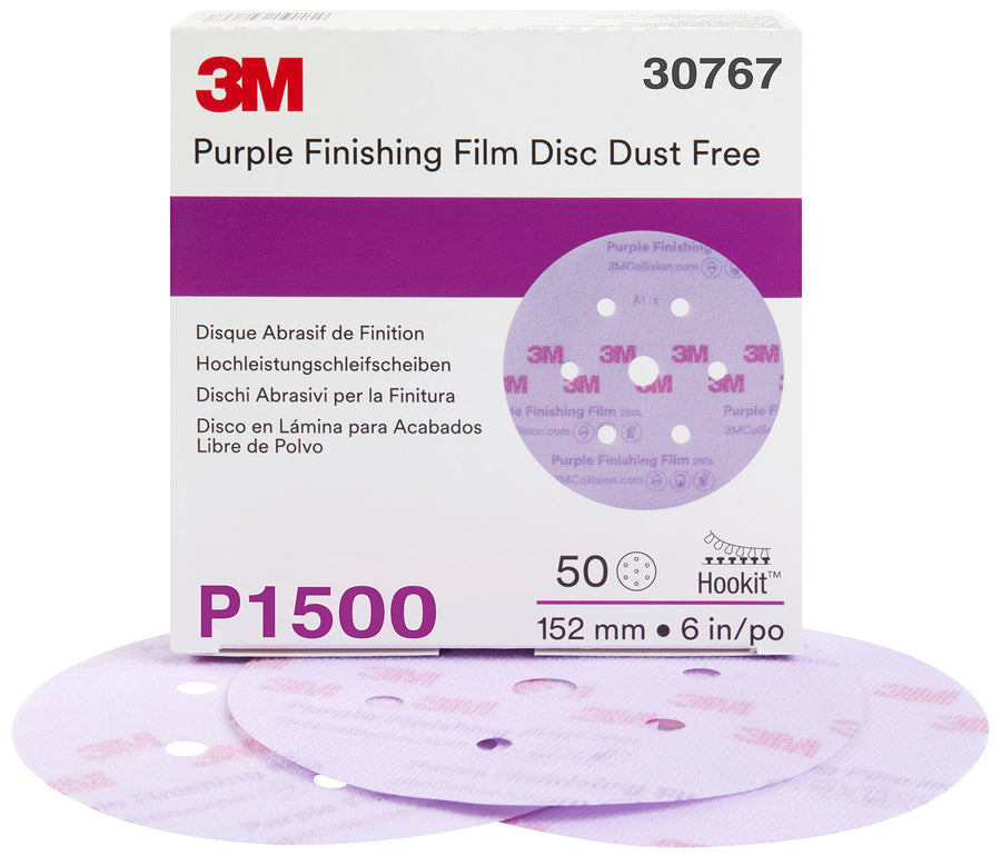 3M 30767 1500 Grit Hookit Purple Film Sanding Disc 6 in