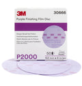 3M 30666 – 2000 Grit Hookit™ Purple Finishing Film Disc (6", 50 Pcs, No Holes)