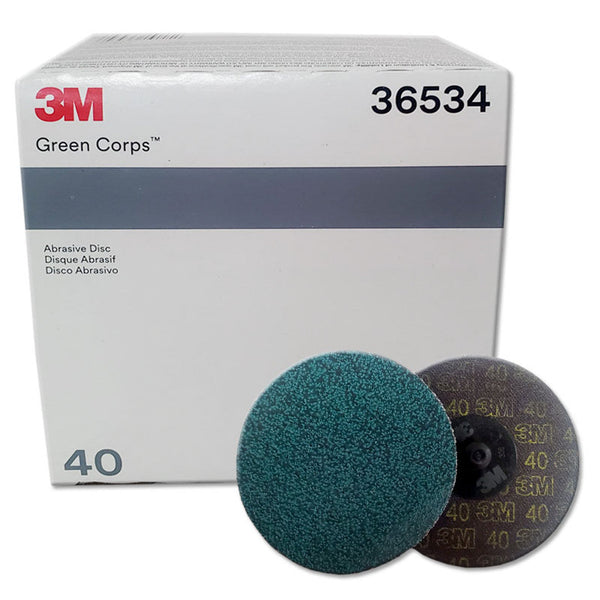 3M 36534 40 Grit Green Corps Sanding Disc 3 in