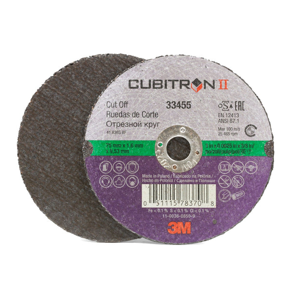 3M 33455 Cubitron II Cut-Off Wheel 3 in x 1/32 in x 3/8 in