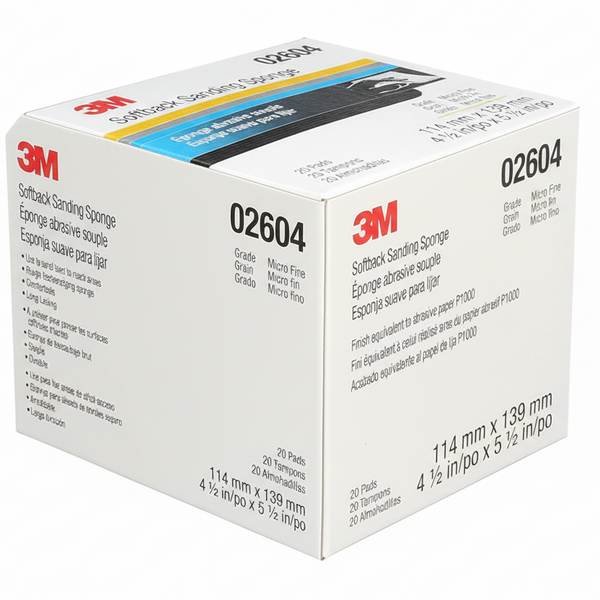 3M 02604 Fine (P400 equiv) Grit Softback Sanding Sponge 4.5 in x 5.5 in