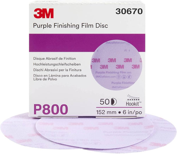 3M 30670 800 Grit Hookit Purple Sanding Disc 6 in