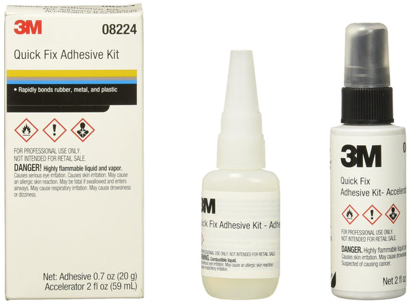 3M 08224 Quick Fix Adhesive Kit with Accelerator 0.7 oz adhesive + 2 oz accelerator