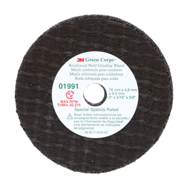 3M 01991 Green Corps Weld Grinding Wheel 3 in